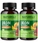 NATURELO Vegan Iron Supplement with Vitamin C and Organic Whole Foods - Gentle Iron Pills for Women & Men w/Iron Deficiency Including Pregnancy, Anemia and Vegan Diets - 90 Capsules, Pack of 2