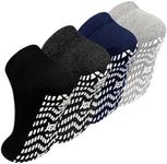 Artfasion Non Slip Socks with Grip: Men's Grippy Non Skid Ankle Socks for Hospital Elderly Women Pilates Fitness 4 Pairs Color Mixing-XL