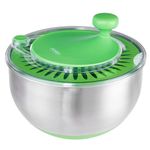 Salad Spinner Stainless Steel ROLLKITCHEN 4.8QT - Multi-Use Lettuce Washer, Spin and Dry, Dishwasher Safe, Anti-Slip Bottom with Drain Bowl and Colander, Brake Button