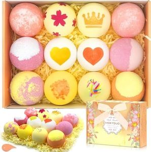 Bath Bombs for Women, 12pcs Handmade Organic Natural Bubble Bath Bombs Gift Set, with Shea Butter & Essential Oils Dry Skin Moisturize, Mothers,Wife, Girlfriend or Her Amazing Gift