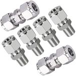 Metalwork 304 Stainless Steel Compression Tube Fitting Assortment 1/4" OD Union & Adapter Kit