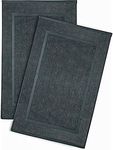 Penguin Home® Set of 2 Terry Bath Mats|100% Ringspun Cotton - Grey|Extremely soft and absorbent Foot Towels|Machine Washable Hotel Bath Mats|Bathroom Shower Floor Towels|86x56cm|