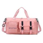 Storite Nylon 44 cm Imported Multi Purpose Travel Duffle Bag for Women with Dry and Wet Separate Pocket, Lightweight Waterproof Carry Luggage Bag with Shoe Compartment - (Pink,44x22x24 cm)