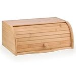 woodluv Bread Bin Countertop Bread Storage for Kitchen With Roll Top Lid, 40 x 27 x 16.5 cm