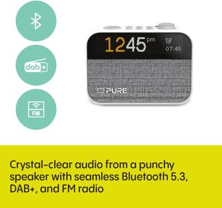 Pure Moment Alarm Clock – DAB+/FM Radio, Bluetooth, Sleep Aid, White