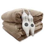 Tefici Electric Heated Blanket Queen Size, Dual Control Super Cozy Soft 2-Layer Flannel 84" x90" Heating Blanket with 3 Heat Levels & 8 Hours Auto Off,ETL&FCC Certified,Home Office Use,Camel