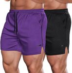 COOFANDY Mens Running Shorts 5 Inch Quick Dry 2 Pack Athletic Workout Gym Shorts with Pockets Black/Purple