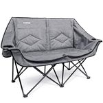 Double Padded Camping Chair with Dual Cup Holders Camp Chair Portable Folding Lawn Chair Supports 650lbs Outdoor Chair for Picnics Backyard Travel Outdoor Sports and Beach(332-T3)