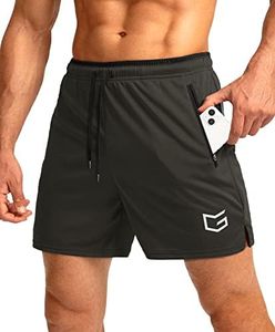 G Gradual Men's Running Shorts with Zipper Pockets Quick Dry Gym Athletic Workout 5" Shorts for Men (Olive Green, Large)