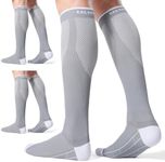 CelerSport 3 Pairs Compression Socks for Men and Women 20-30 mmHg Running Support Socks, Grey (3 Pack), XX-Large
