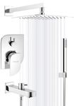 Specule Alive, Brass Concealed Body High Flow Diverter Full Set with Overhead Shower Set, Hand Shower Set and Bath Tub Spout | Diverter Set for Bathroom | Bathroom Mixer (Chrome)