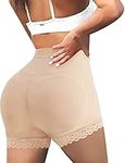 Bafully Women Butt Lifter Shapewear Padded Lace Panties Seamless Hip Enhancer Body Shaper Tummy Control Boyshort Underwear (Beige, M)