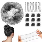 Hair Nets for Buns, 20Pcs Hair Bun Nets Black with 20Pcs U Shaped Hair Pins for Buns, Hair Bun Net Set Elastic Edge Mesh Invisible Ballet Hair Net for Girls Women