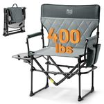 TIMBER RIDGE Heavy Duty Camping Chair with Compact Size, Portable Directors Chair with Side Table and Pocket for Camping, Lawn, Sports and Fishing, Supports Up to 400lbs,Gray