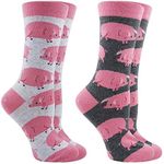 WHD Pink Pig Socks 2-Pack (Ash/Charcoal Heather, Medium)