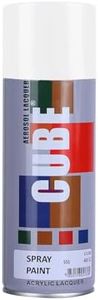 CUBE Gloss White Spray Paint | 400 mL for Metal, Plastic, Wood, Car & Bike | Fast Drying, Brilliant Finish, No CFCs, Interior & Exterior Use
