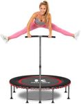 K KENSONE 48" Low-Impact Rebounder Trampoline for Adults with Bungee, 550LBS Quiet Mini Exercise Trampoline with Adjustable T-Shaped Foam Handle Bar, Fitness Equipment for Indoor/Gym Workout