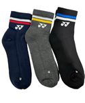 YONEX Unisex Cotton Ankle Length Socks Sis 2160A -Pack Of 3 (Black Grey Navy)