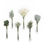 Ling's Moment Artificial Greenery Stems Box Set, 98pcs with 6 Kinds of Faux Greenery Picks for DIY Bridal Bouquets Wedding Floral Arrangement Table Centerpieces, Sage Green & White