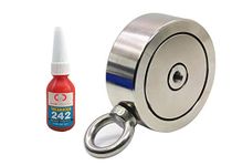 Brute Magnetics Magnet Fishing - 1700 lbs Pull Force Super Powerful Neodymium Fishing Magnet Double-Sided Magnet with Eyebolt, Strong Magnet Heavy Duty with 6ml Threadlocker, 3.7 inch Diameter
