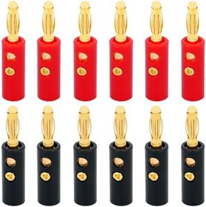 WWZMDiB 4mm Banana Plugs Stackable Connectors for Speaker Wire (12Pcs/6pair Gold Plated)
