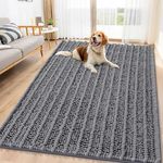 Smiry Dog Door Mat for Muddy Paws 71x46, Extra Soft Absorbent Chenille Doormat, Trap Moisture and Dirt, Non-Slip Machine Washable Front Door Mat for Indoor Entrance Inside Floor, Dark Grey
