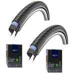 Marathon Plus 700 x 32c Road/Touring/Hybrid Bike tyres (Pair) + Matching AV17 Schrader Valve tubes (pair)