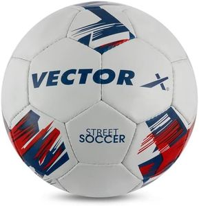Vector X Street Soccer Rubberised Hand Stitched Footballl|Training|Match|Sports|Playing|Practice|Indoor & Outdoor Ball|Durable & Water-Resistant Soccer Ball for Youth, Men, Adult (White-Red) Size : 5