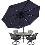 MASTERCANOPY Patio Umbrella with 32 Solar LED Lights for Outdoor Market Table -8 Ribs(9ft,Navy Blue)