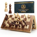 Magnetic Chess Set for Adults & Kids, 15" Wooden Folding Chess Boards, Handcrafted Portable Travel Chess Game for Beginner Tournament with Pieces Storage Slots