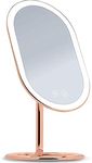 Fancii LED Makeup Mirror with 3 Dimmable Light Settings, Cordless & Rechargeable - Illuminated Tabletop Vanity Mirror, Dual Magnification - Vera (Rose Gold)