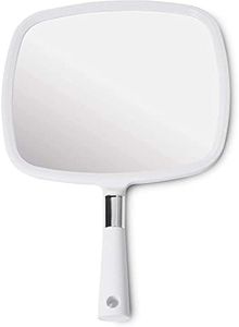 MIRRORVANA® Large Hand Held Mirror with Comfy Handle for Women and Men - Personal Barber Haircut Mirror to See Back of Head - Espejo de Mano - 9" x 13" (White)