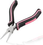 LEONTOOL 5-Inch Round Nose Pliers for Jewelry Making Wire Looping Plier Smooth Jaws Wire Bending Pliers Jewelry Making Tool Precision DIY Hand Tool for Wire Looping Wrapping, Pink Tool for Women