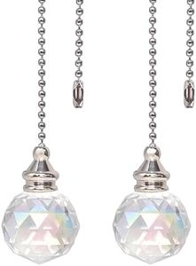 Ceiling Fan Pull Chain, 2pcs AB Coat 30mm Crystal Prism Ball Fan Pull Chain, Fan Pulls Set with Connector Ceiling Fan Pull Chain Ornaments Lighting Accessories