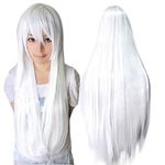 Anogol?Vocaloid 32" 80cm Long Straight Wigs Lolita White Cosplay Wig Kanekalon Costume Party Wig Halloween by Anangel