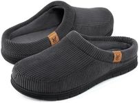 VeraCosy Men's Moccasin Slippers Comfy Soft Durable Slip-on Indoor Memory Foam House Shoes Charcoal Dark Gray, 9-10 US