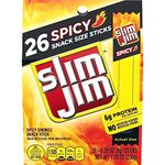 Slim Jim Spicy Snack Size Smoked Meat Sticks, Keto Friendly, 7.28 oz. 26 Count Box