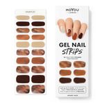 MOYOU LONDON Semi Cured Gel Nail Strips, 20 Pc. Gel Wraps for Nails, Easy Apply & Remove for Salon-Quality Manicure, Works with Any Nail Lamps - Whiskey Sour