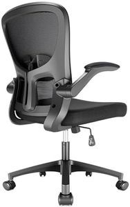 Durrafy Office Chair Ergonomic, Desk With 90° Flip-up Armrests and Lumbar Support, Mid Back Office Desk Chair, Height-Adjustable, Mesh Swivel Chair with Silent casters, Suitable for Home Office