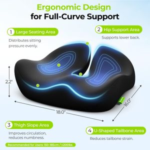 AUVON Memory Foam Seat Cushion – Ergonomic Pressure Relief Pad
