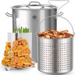 ARC 64-QT Large Stainless Steel Stockpot for Seafood Boiler Crawfish Pot w/Basket and Steamer Rack, Outdoor Cooking Pot for Crab Lobster Shrimp Boiling, and Tamales Steamer,16 Gal