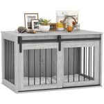 PawHut Dog Crate Furniture, Dog House Furniture Style for Large Breeds, Pet Kennel with Removable Cushion for Indoor Use, 98 x 58 x 61cm, Grey