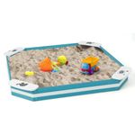 GYMAX Wooden Kids Sandbox, Children Outdoor Sandpit with Corner Seats, Garden Sand Box for Boys Girls (Square)