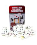 WITTY POPS - Double Six Colour Dots Dominos Number Blocks Game Set, Classic 28 Pieces with Tin Box for Kids/Adults - Fun Montessori Activity Matching and Sorting Toys