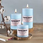 Floryn Decor Paraffin Wax Smokeless Scented Candles, Scented Pillar Candle Pack of 3, Scent- Ocean Breeze, (2 by 6, 2 by 4, 2 by 2 inches)