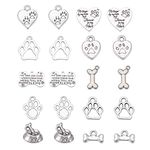 DanLingJewelry 20Pcs Animal Pet Theme Charms Dog Charms Animal Pet Dog Paw Prints Bone Charms for Jewelry Making DIY