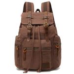 Canvas Backpack Unisex Vintage Casual Rucksack 17 inch Laptop Daypacks Schoolbag College Student Bookbag Hiking Camping Travel Bag Coffee