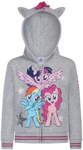 My Little Pony Girls Zip Up Hoodie with Ears for Toddlers and Big Kids, Grey, 6