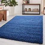 Abaseen Small Large Shaggy Rug Modern Rugs Living Room Extra Large Small Medium Rectangular Size Soft Touch Thick Pile Living Room Area Rugs Non Shedding (Navy Blue, 160x230 cm)