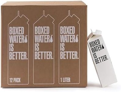 Boxed Water 33.8 oz. (12 Pack) – Purified Drinking Water in 92% Plant- Based Boxes – 100% Recyclable, BPA-Free, Refillable/Reusable 1 Liter Water Cartons – More Sustainable than Plastic Bottled Water